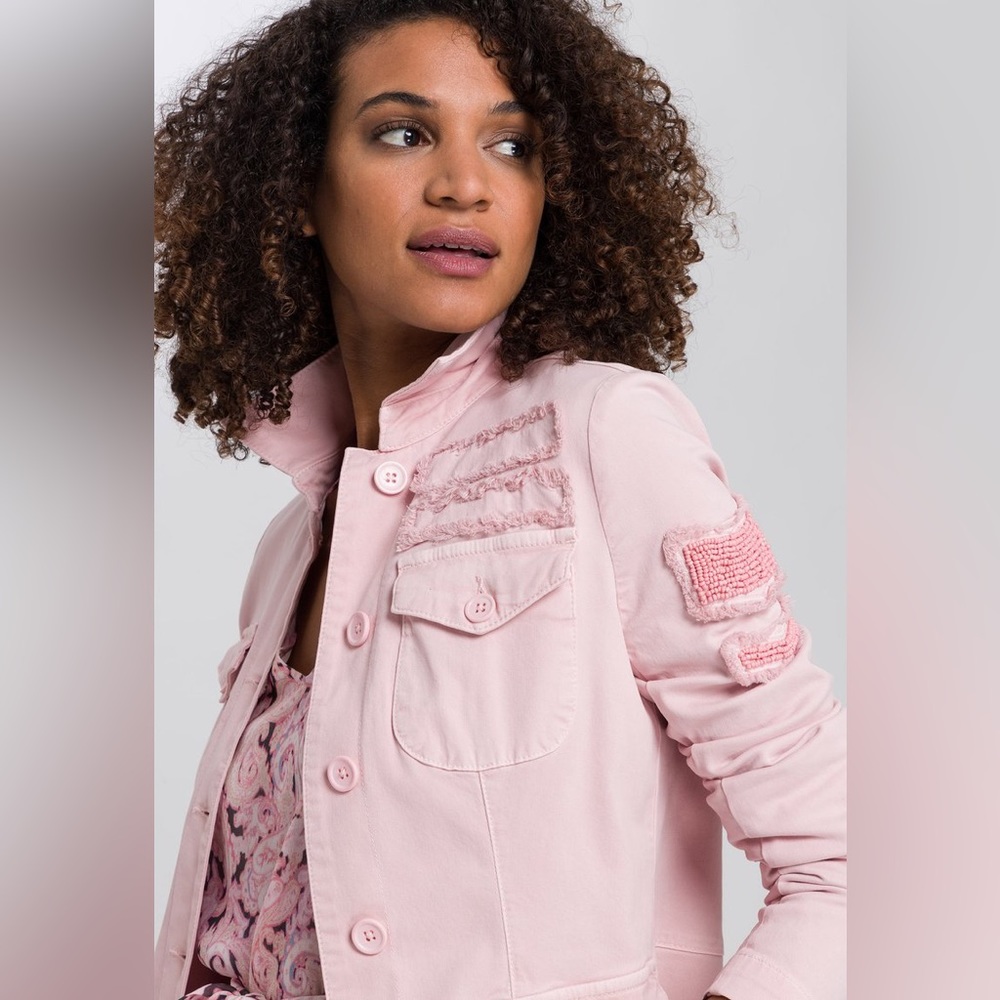 Marc Aurel ‘Who Run The World? Girls.’ pink lightweight blazer jacket - Picture 6 of 16